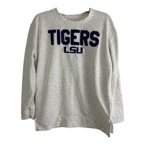 LSU Tiger Womens Sweatshirt Adult Size Medium Gray Purple Long Sleeve Casual
